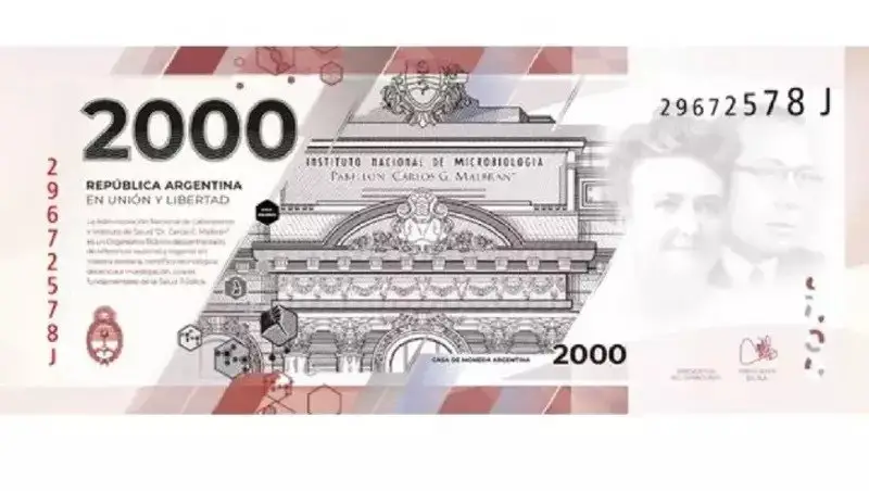 Reverso del billete de $2000, con la imagen del 