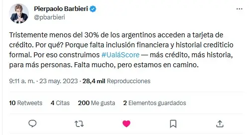 El tuit de Pierpaolo Barbieri