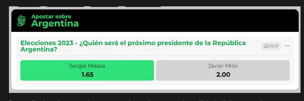 Esto pagan las apuestas por el próximo presidente de la Argentina