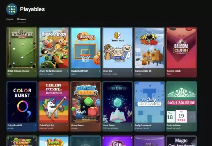 Algunos de los juegos disponibles en YouTube 