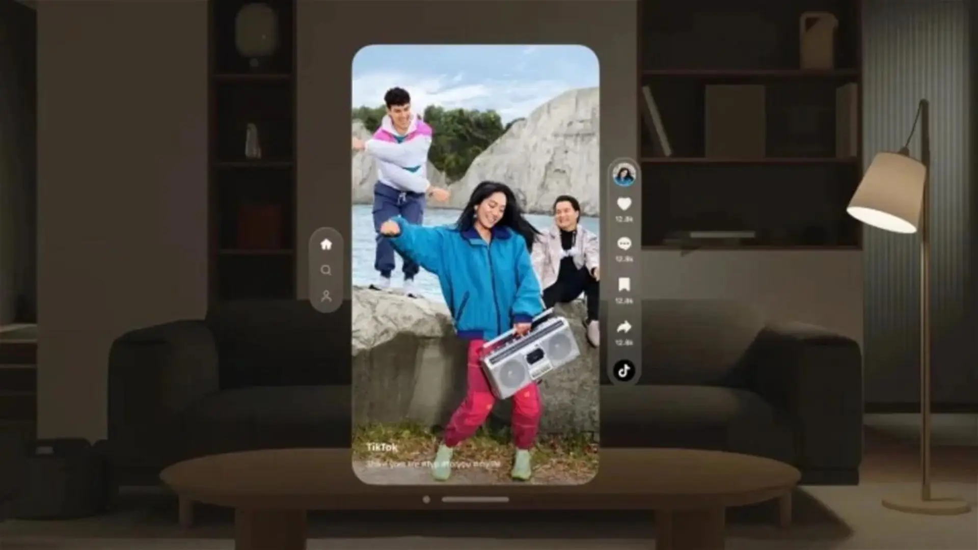 La imagen promocional que muestra cómo se ve TikTok en las exitosas gafas Apple Vision Pro