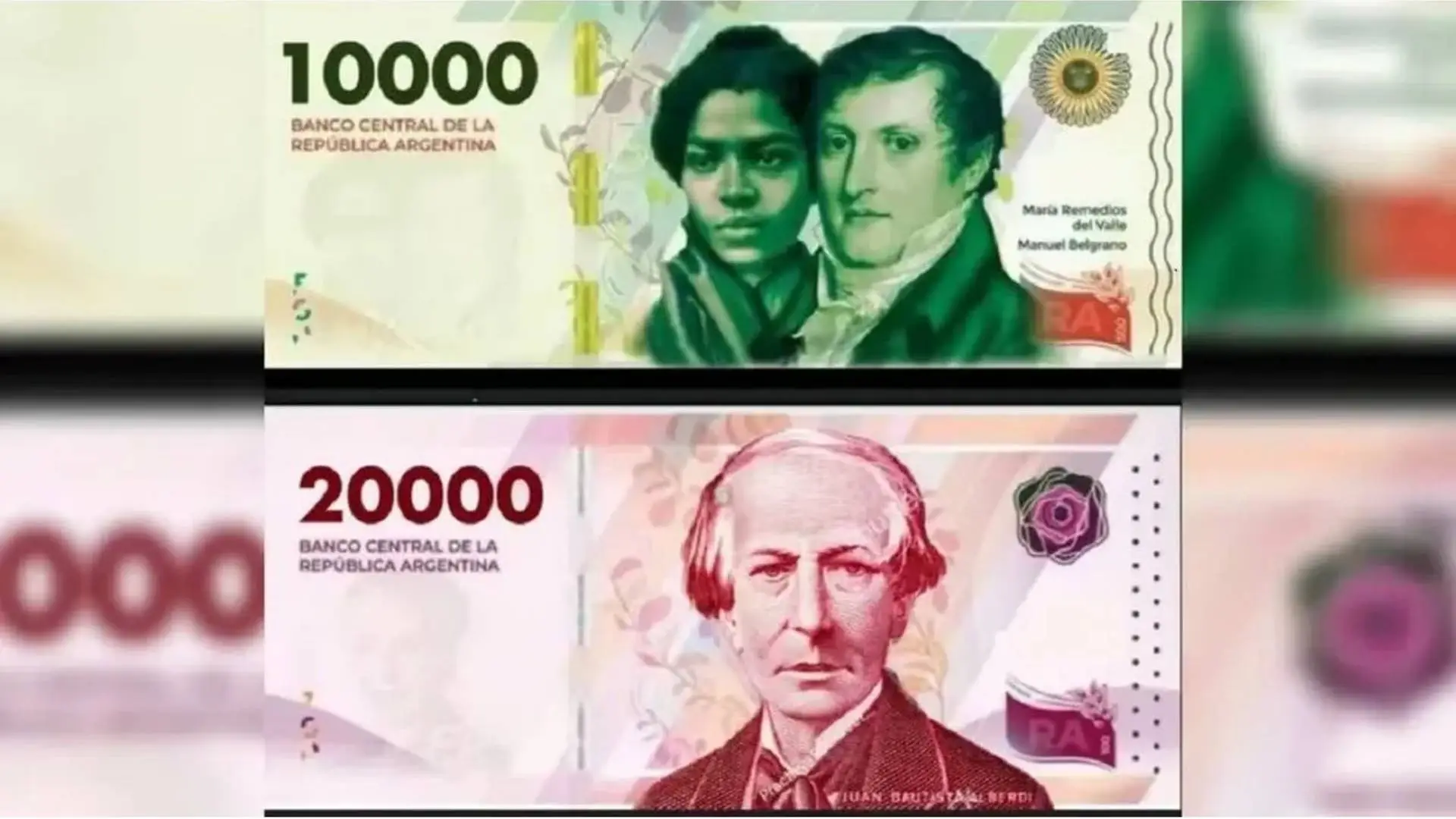 Los nuevos billetes de 10.000 y 20.000 anunciados por el Banco Central