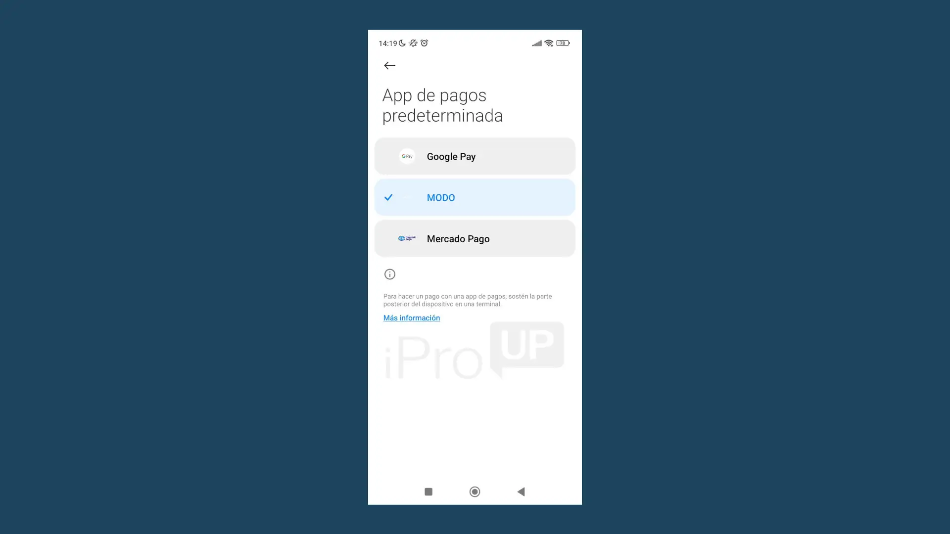 MODO y Mercado Pago ya pueden configurarse como app de pagos sin contacto en Android