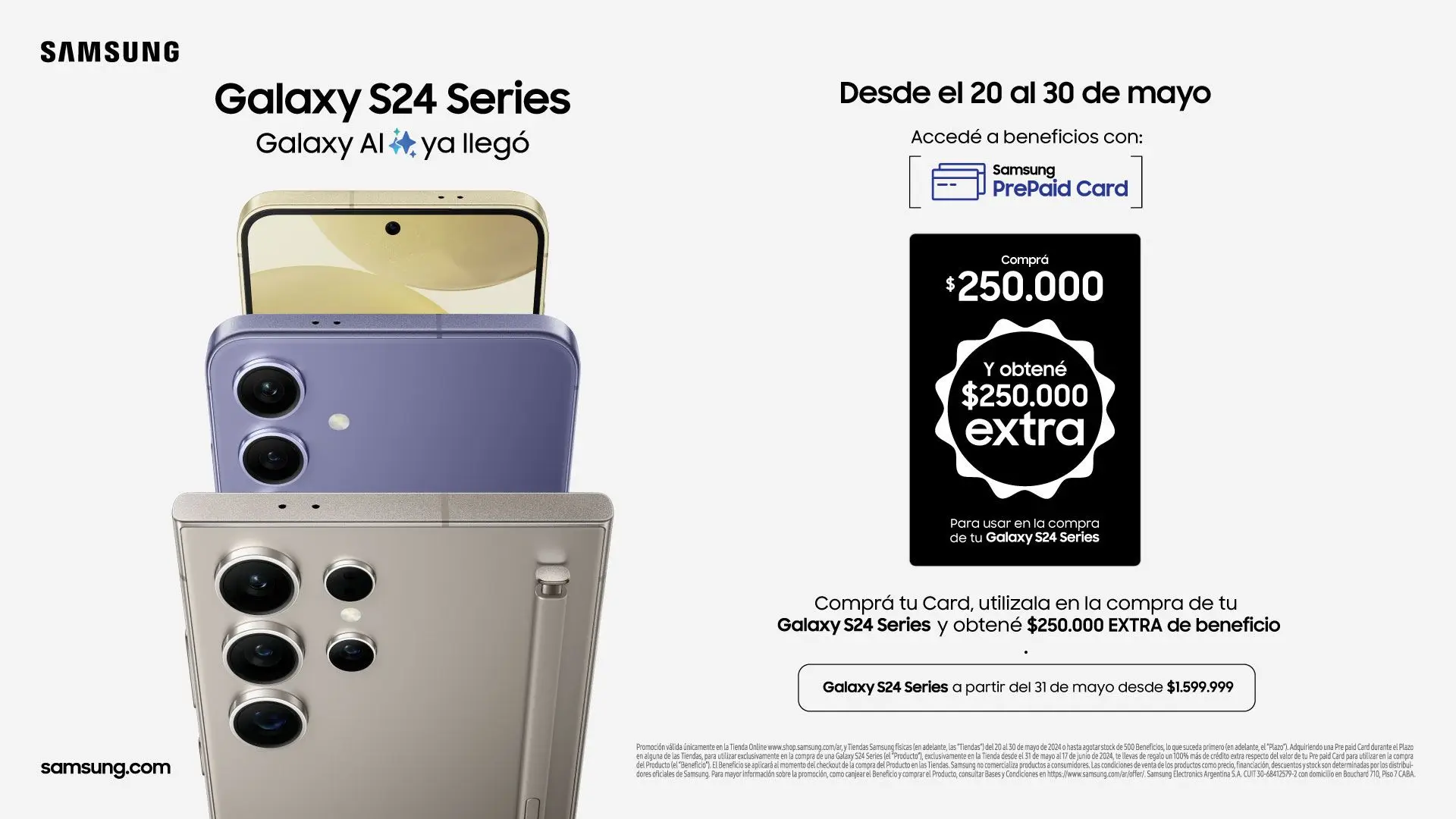 Los fanáticos de Samsung tendrán la chance de obtener la PrePaid Card y conseguir un importante beneficio para la compra de su próximo Galaxy S24 