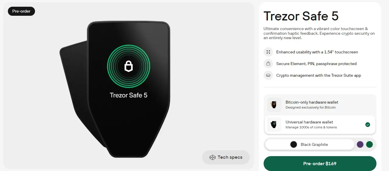 Así es la Trezor Safe 5