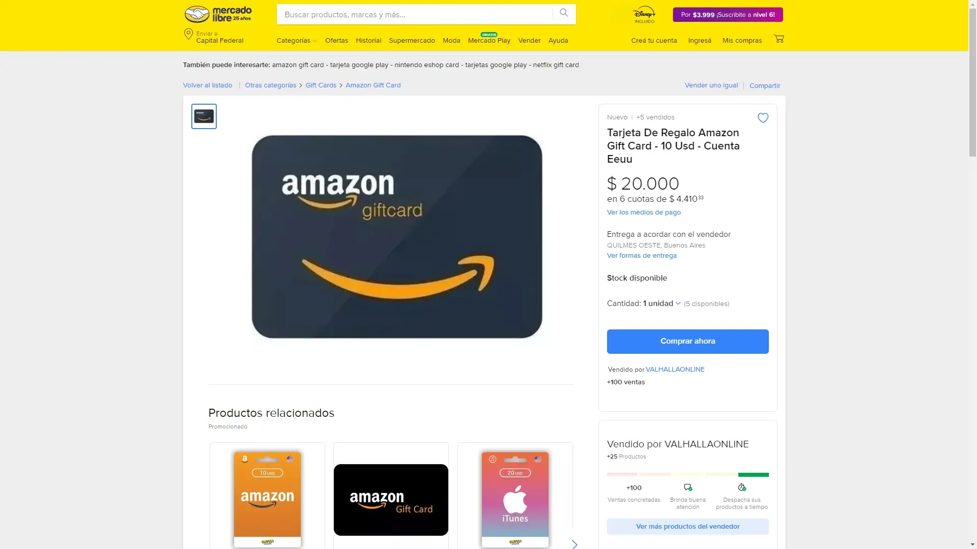 El dólar Mercado Libre se consigue a $850 a través de las giftcards de Amazon