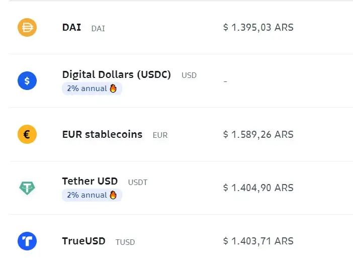 Cotización de stablecoins en Bitso este 9 de julio