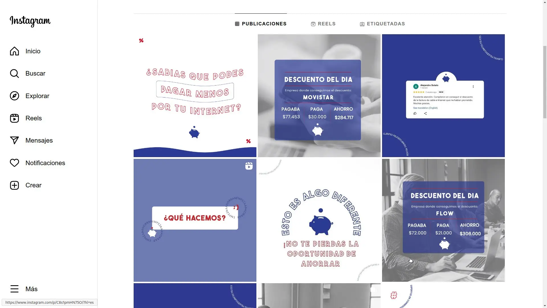 En su Instagram, la empresa publica ejemplos de ahorro con algunas compañías