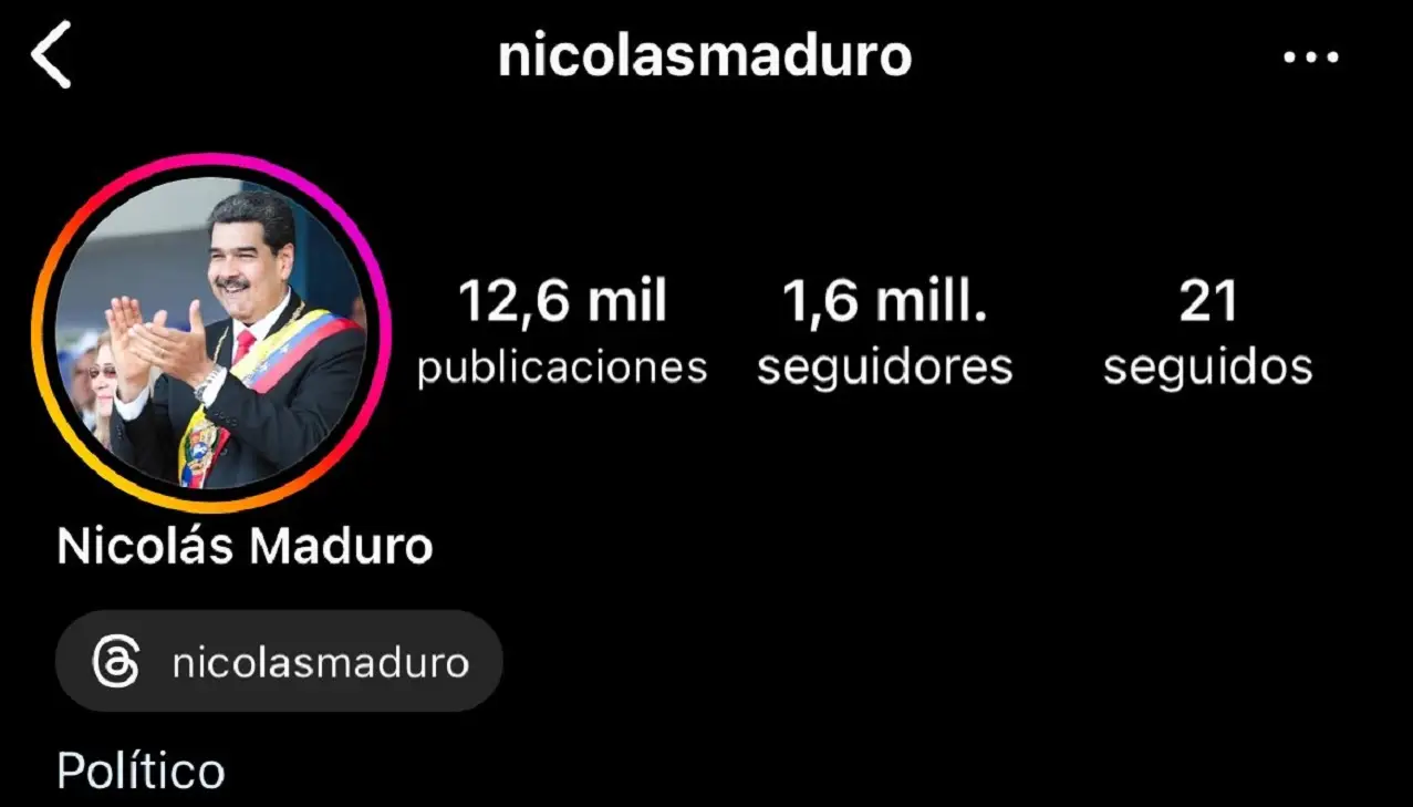 Meta le sacó el verificado a las cuentas de Instagram, Facebook y Threads a Nicolás Maduro