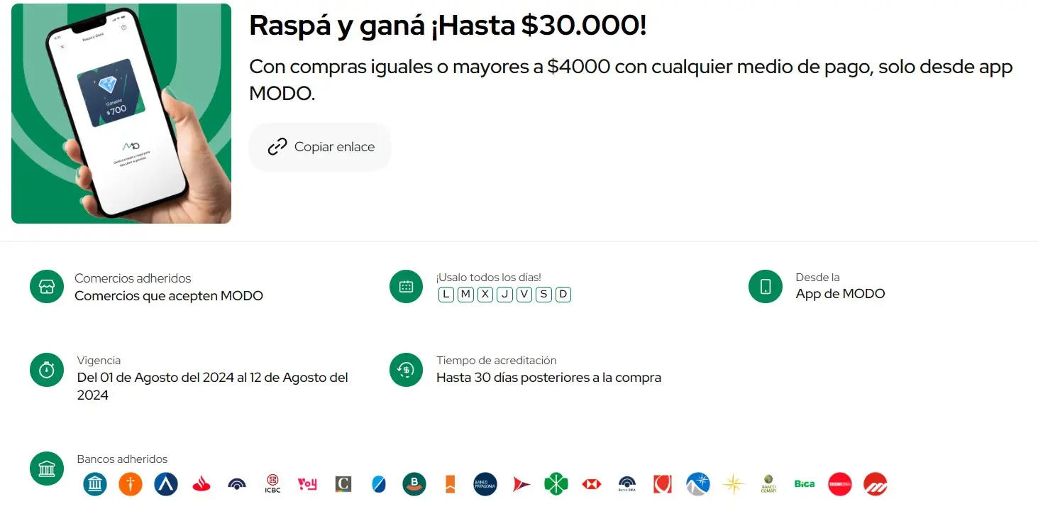 Características de la promoción de MODO