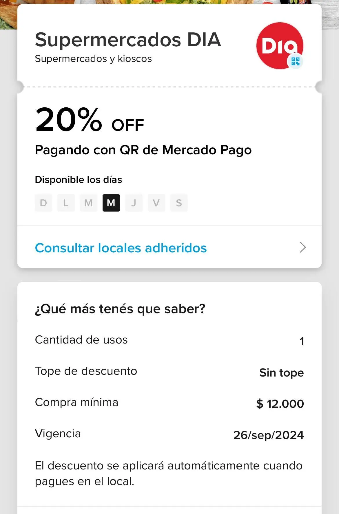 Promoción Mercado Pago y supermercados Día