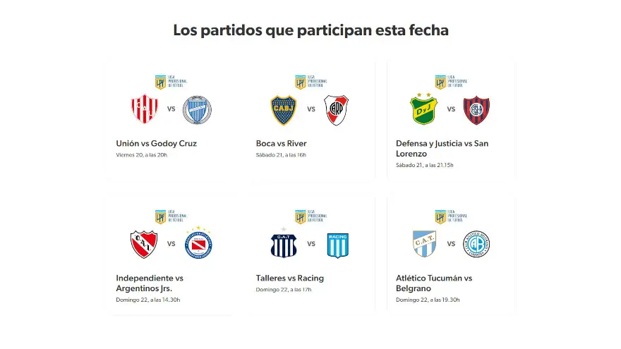 Los partidos que participan esta fecha de la promo de Naranja X