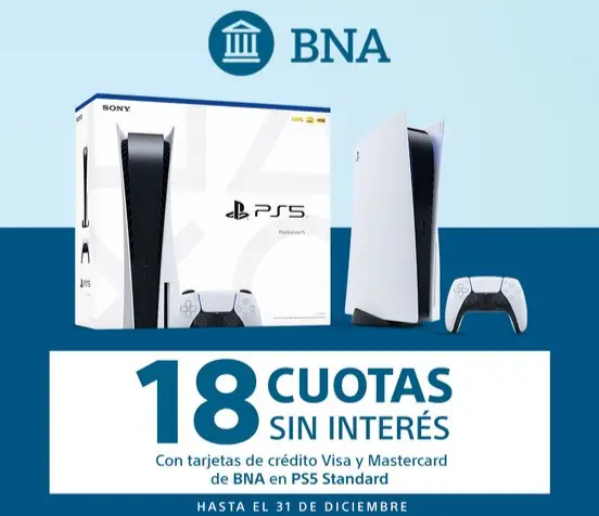 La promoción de BNA para comprar la PS5 en 18 cuotas sin interés