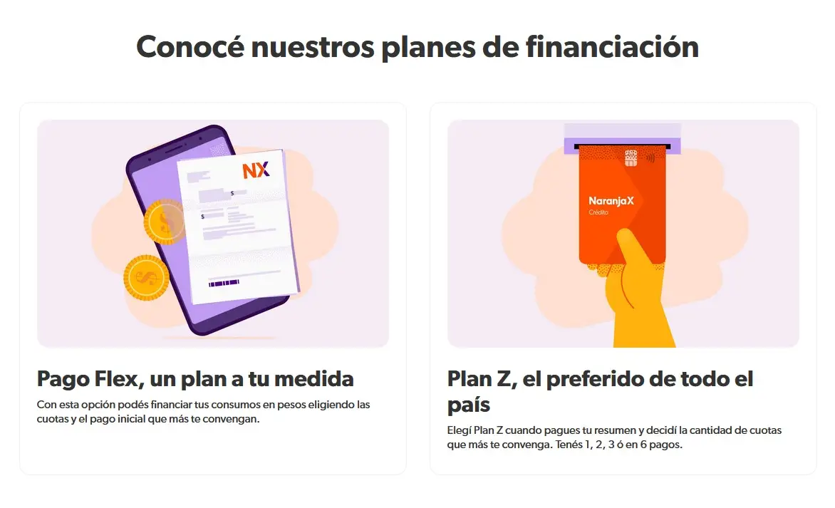 Los planes de financiación presentes en Naranja X