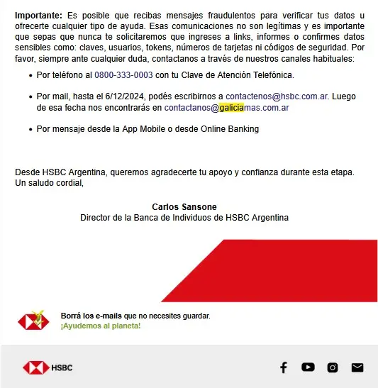 La advertencia compartida por HSBC