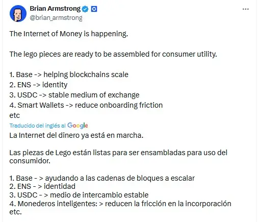 El respaldo de Brian Armstrong a ENS