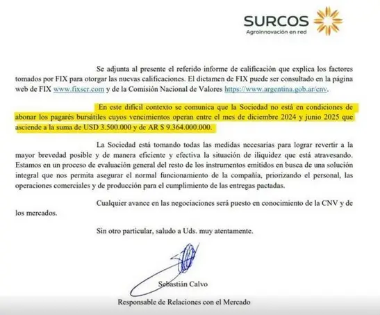 El comunicado de Surcos