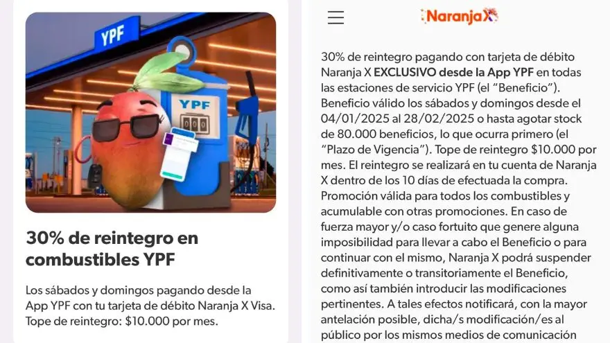 Promoción de YPF y Naranja X