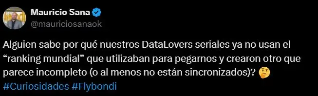El tweet de Mauricio Sana, CEO de Flybondi, al que se refiere Nulo