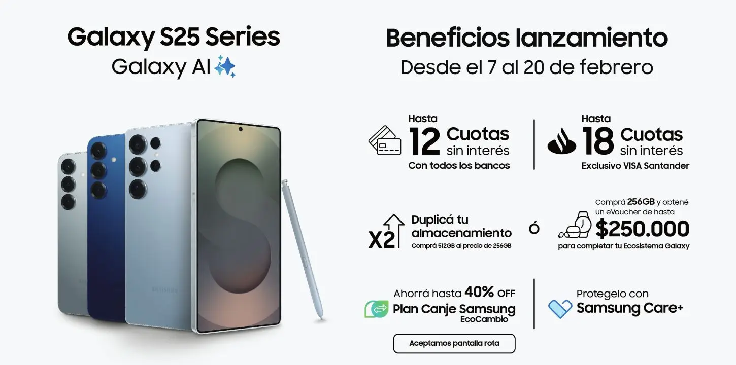 Los beneficios de lanzamiento que ofrece Samsung para conseguir un equipo de la familia Galaxy S25
