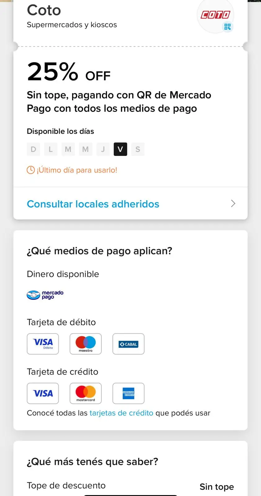 Promoción Mercado Pago y Coto