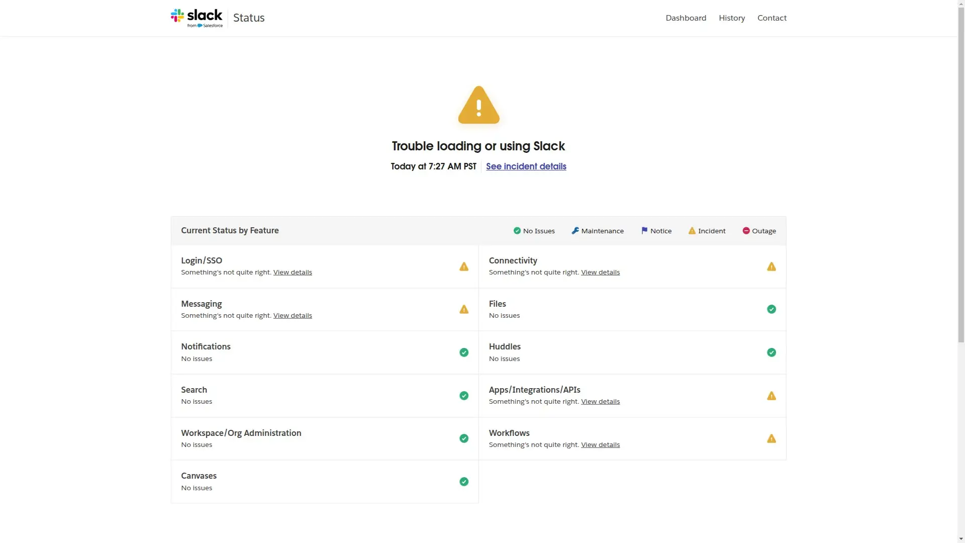Slack fue reestableciendo algunos servicios