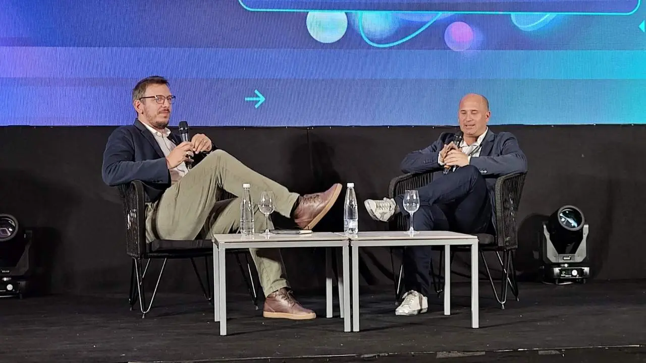 Juan Cuattromo, del Banco Provincia, y Mario López, de la Cámara Argentina Fintech