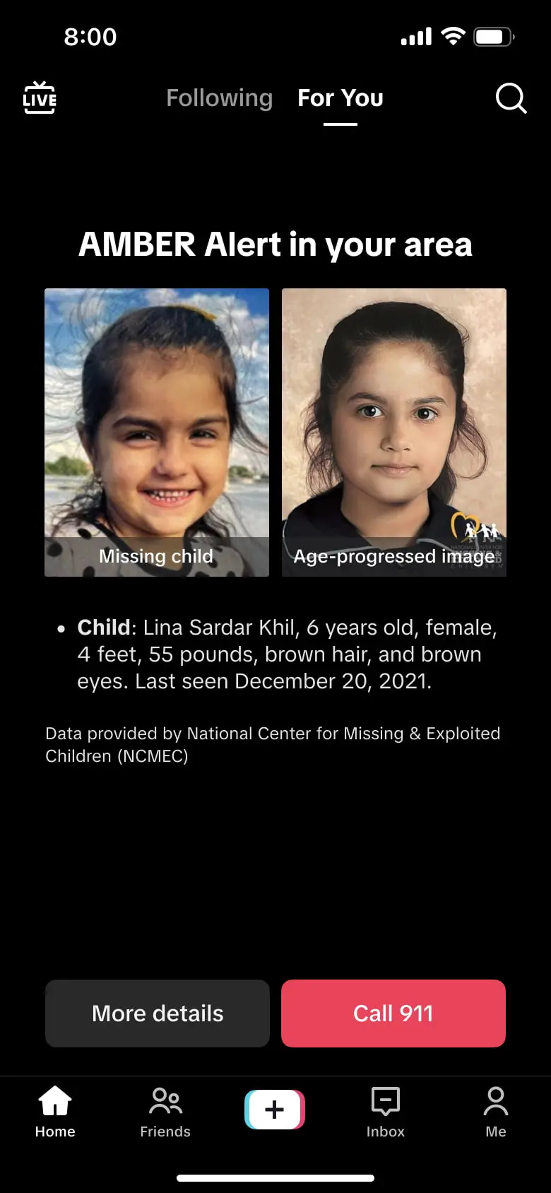 Así serán las alertas de chicos desaparecidos en TikTok