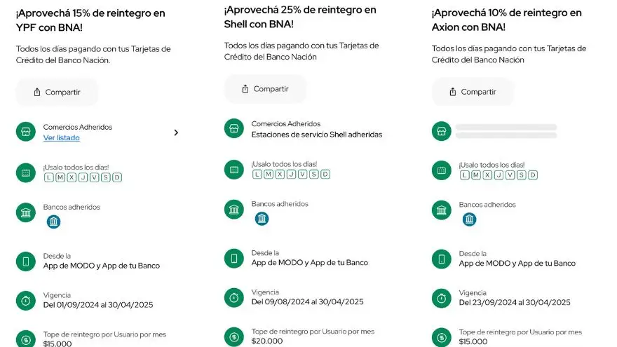 Algunas de las promociones de MODO 