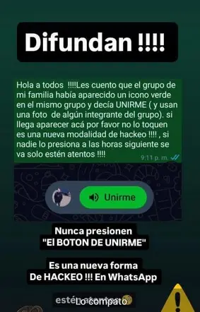 Advertencia WhatsApp