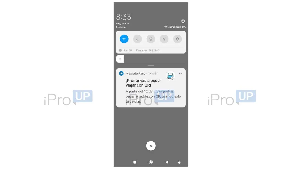 La notificación que Mercado Pago envío a los usuarios