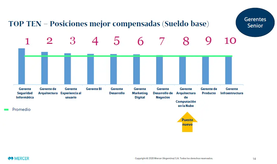el Gerente de Seguridad Informática lidera el ranking de posiciones digitales mejor compensadas a nivel gerencial