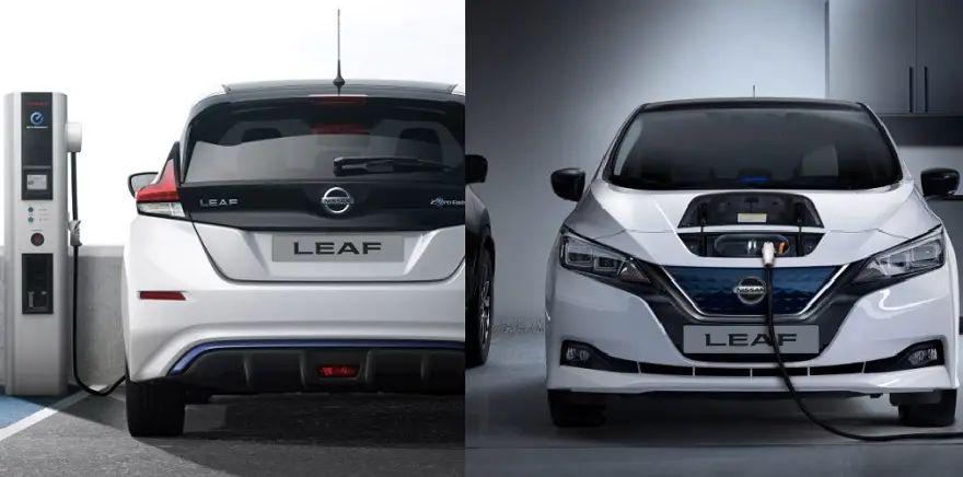 Nissan Leaf en su punto de recarga.