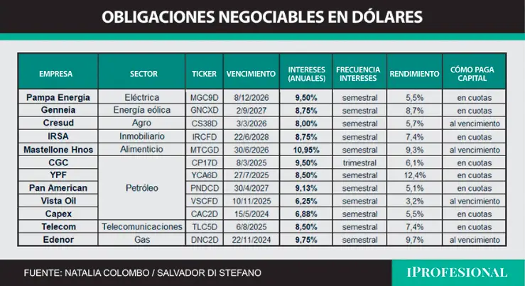 Obligaciones Negociables en dólares.