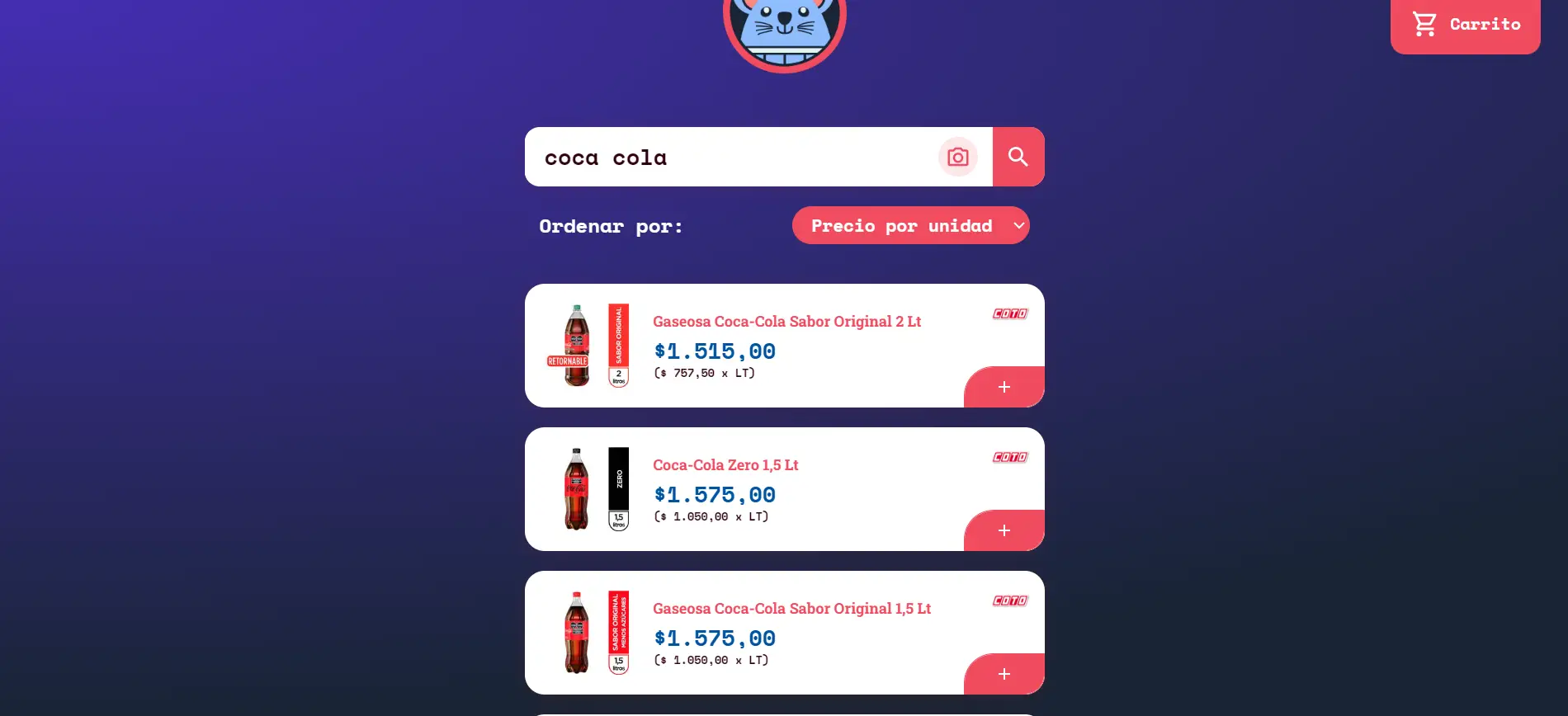 Una vez en la app/web se puede buscar el producto que desee comprar y comparar precios